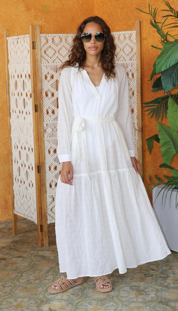 Puff Sleeve Maxi Dress White | Felicite