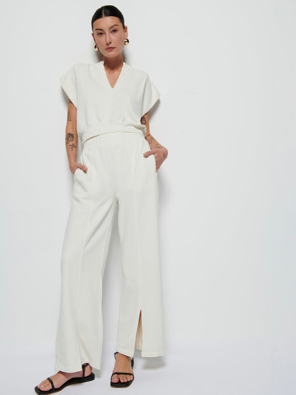 Lincoln Front Slit Knit Pant Porcelain | Nation LTD