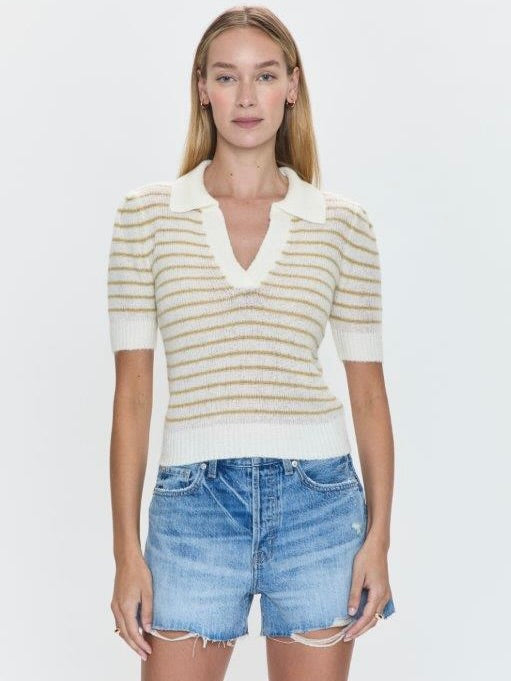 Billie Knit Polo Pistachio Shell Stripe | Pistola