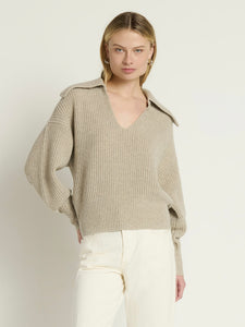 Ashton Collared Pullover Moonbeam Heather | Nation Los Angeles