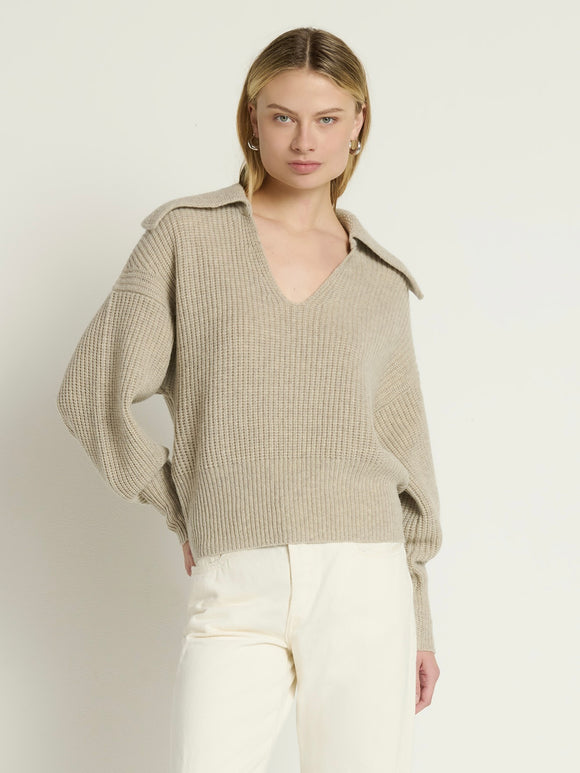 Ashton Collared Pullover Moonbeam Heather | Nation Los Angeles