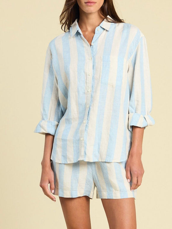 Blake Oversized Shirt Seaside Stripe | Trovata