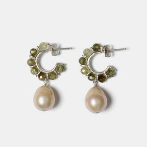 Maiden Hoop Earrings Green Garnet