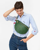 Grande Fanny Evergreen Woven Zig-Zag | Clare V.