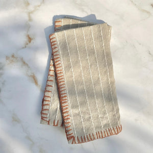 Handwoven Napkins Terracotta Crochet Edge