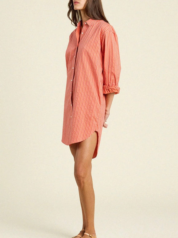 Callie Shirt Dress Terracotta Stripe | Trovata