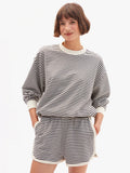 Le Jogging Short Black/Cream Stripe | Clare V.