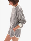 Le Jogging Short Black/Cream Stripe | Clare V.