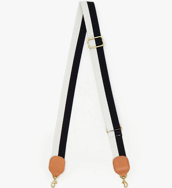 Adjustable Crossbody Strap Black/Cream Stripe | Clare V.