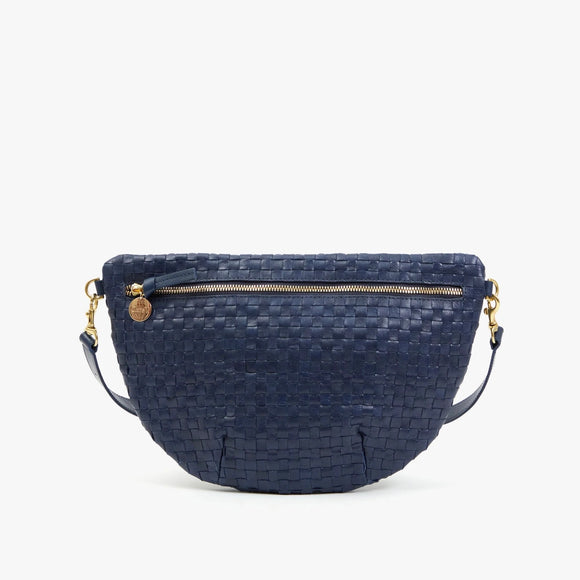 Grande Fanny Bleu Marine Woven Checker | Clare V.