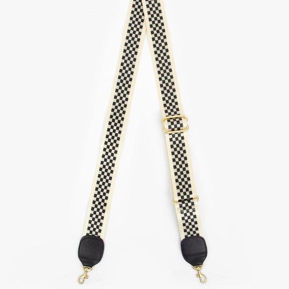 Crossbody Strap Black/Cream Checker | Clare V.