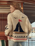 The Sailboat Lodge Cardigan Cream | The Great.