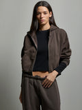 Rosie Cropped Zip-Up Hoodie Chocolate | ASHER