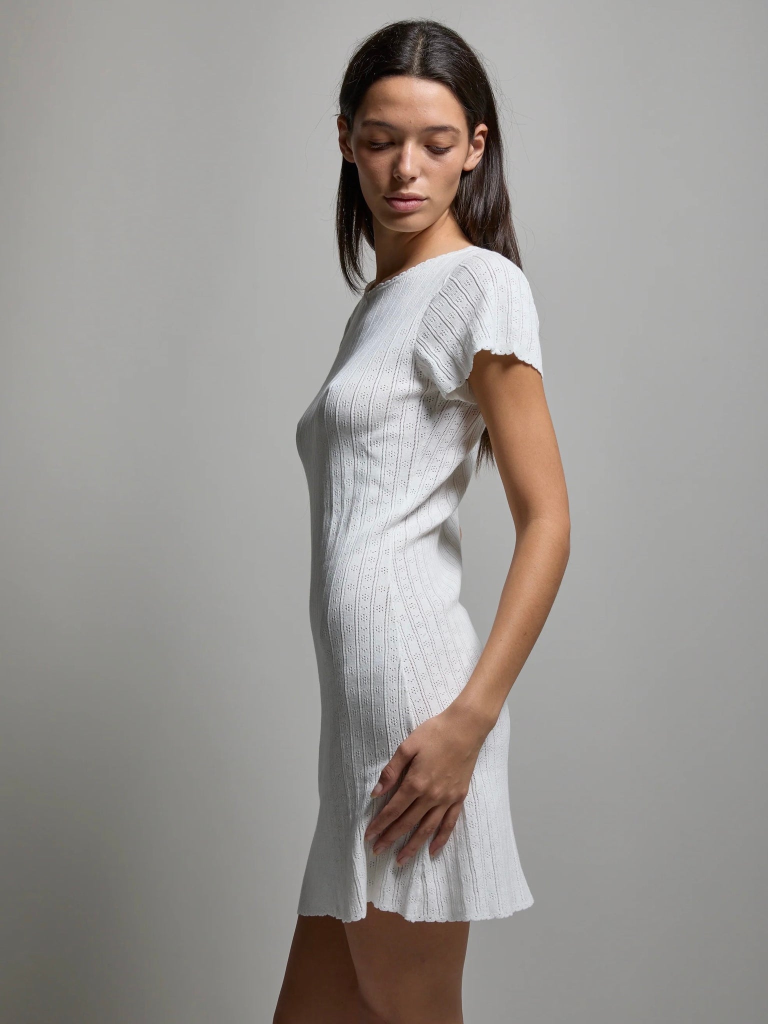 Piper Pointelle Mini Dress White