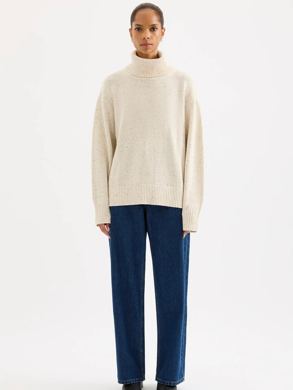 Lander Turtleneck Knit Oat Speckle | Nude Lucy