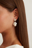Silver Hibiscus Pearl Drop Earrings | Chan Luu