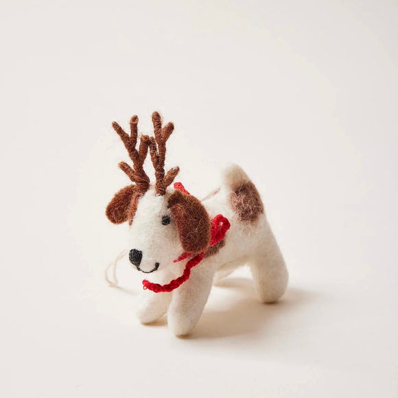 Felted Festive Pup Ornament | Farmhouse Pottery