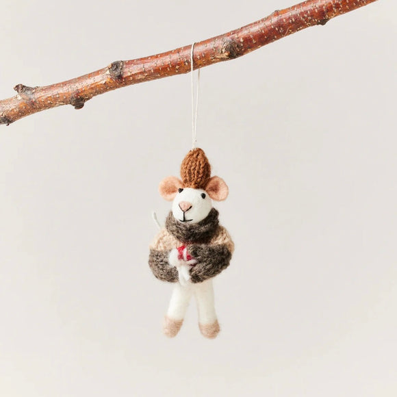Felted Mouse Ornament Merry | Farmhouse Pottery