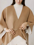 Geneva Double Face Wool Cape Teak Powder | Soia & Kyo