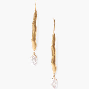 Gold Wave Pearl Drop Earrings | Chan Luu