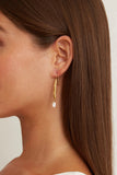 Gold Wave Pearl Drop Earrings | Chan Luu