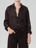 Kayla Shrunken Linen Shirt Chocolate | Citizens of Humanity