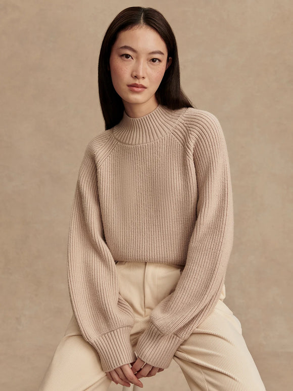 Martina High Neck Rib Knit Cement | Varley