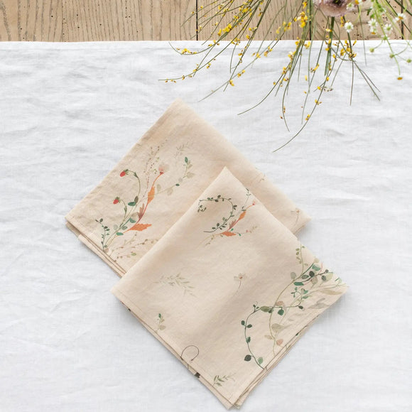 Floral Linen Napkin Set of 4