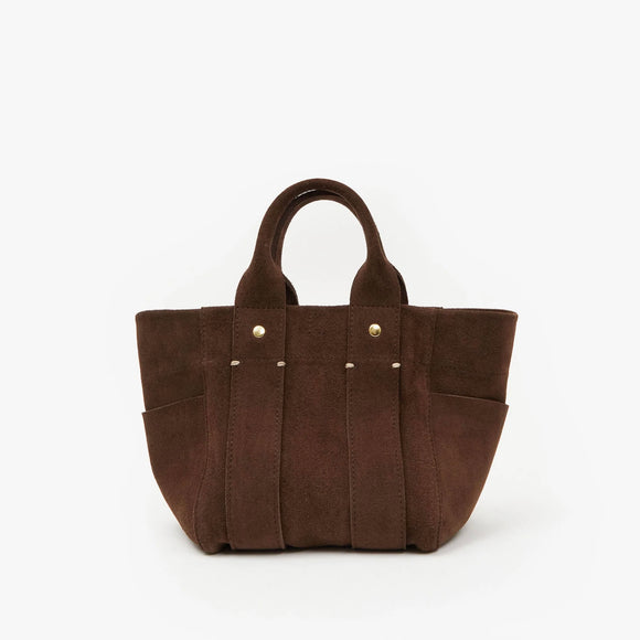 Clare V. Perforated Le Box Tote in Cuoio