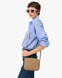 Midi Sac Clay Leather & Suede Woven Checker | Clare V.