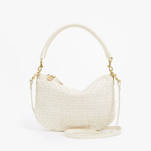 Petit Moyen Cream Woven Checker | Clare V.