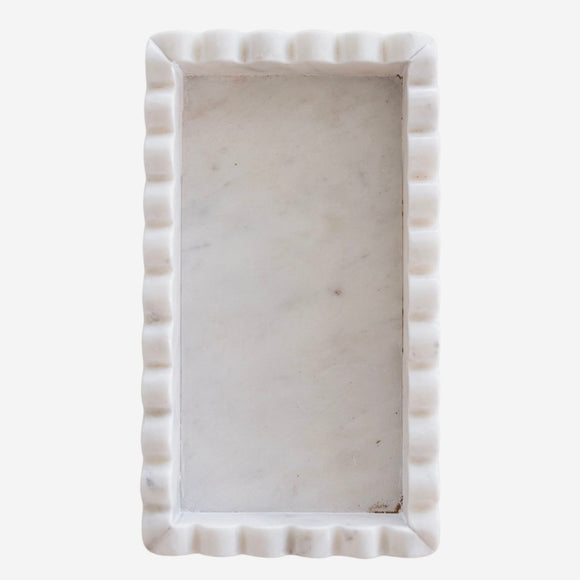 White Marble Scalloped Bridge Tray