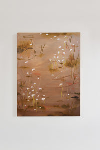 Griffin Overbye White Flowers in Sunset Pond