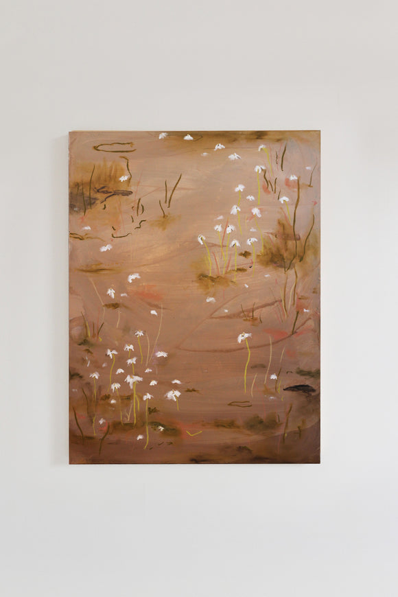 Griffin Overbye White Flowers in Sunset Pond