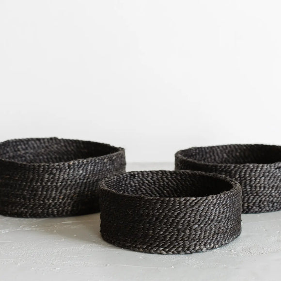 Round Jute Baskets Charcoal