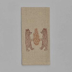 Coral & Tusk Tea Towel Bears w/ Pinecone