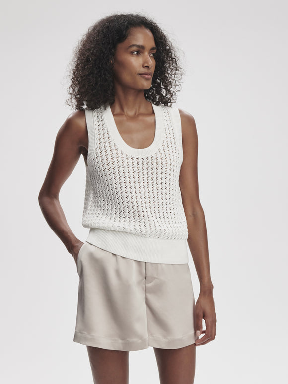 Ferns Open Knit Tank Snow White | Varley