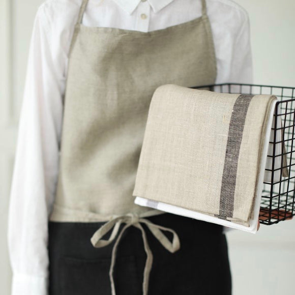 Philip Tea Towel Natural w/ Black Stripe