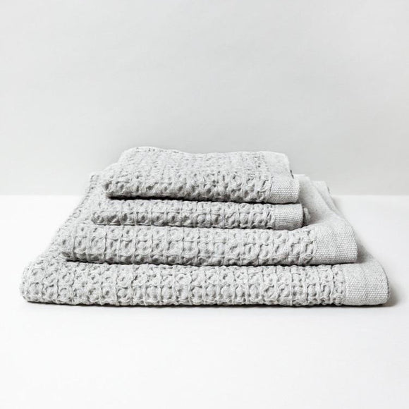 Lattice Linen Towel Ice Grey