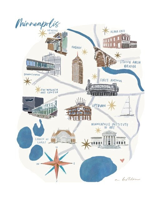 Abbey Holden Minneapolis Map Print