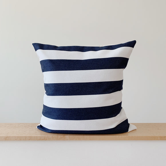 Navy Stripe Pillow Cover